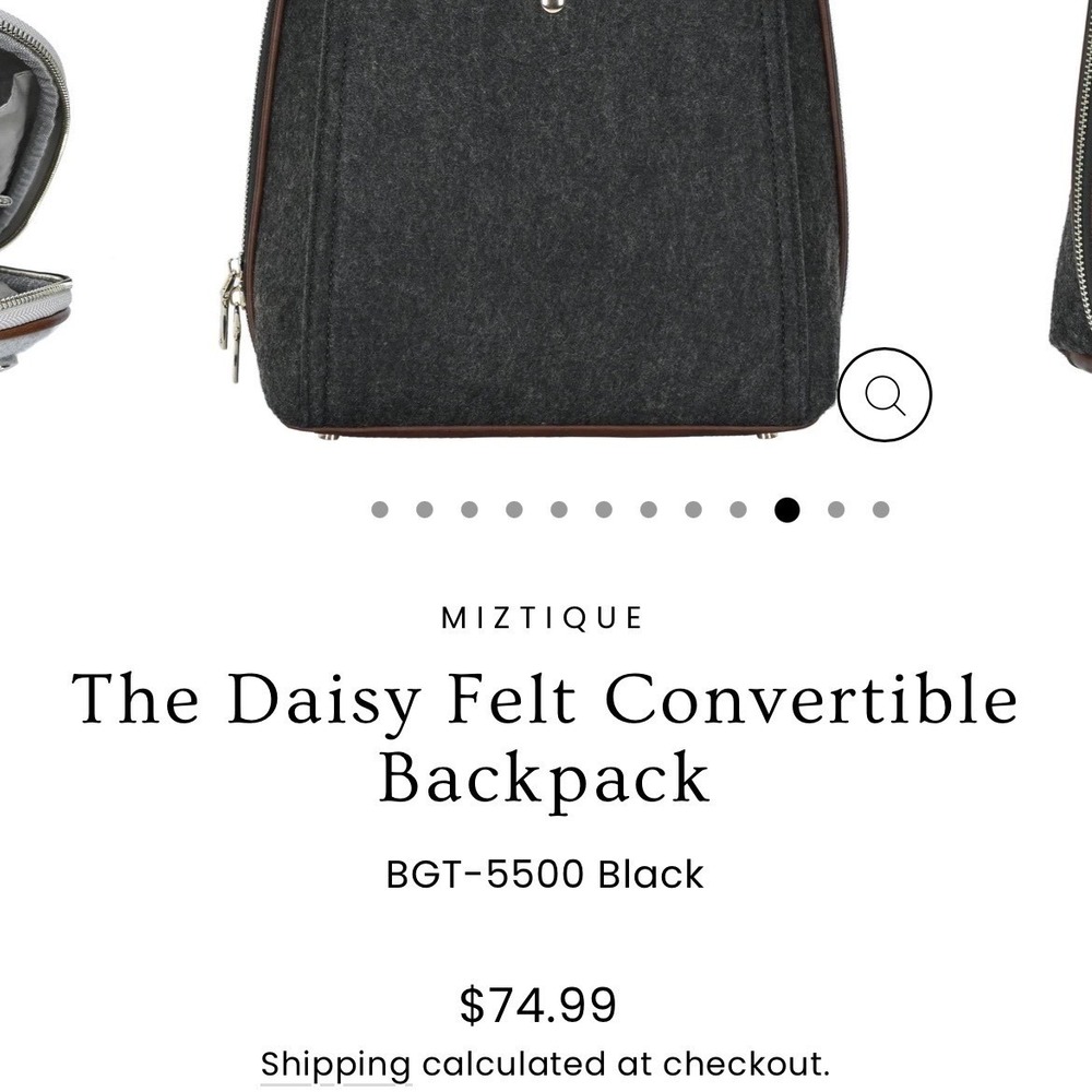 NWT MIZTIQUE Felt Backpack The Daisy Convertible Bag Charcoal Gray Shoulder Bag - Picture 6 of 16